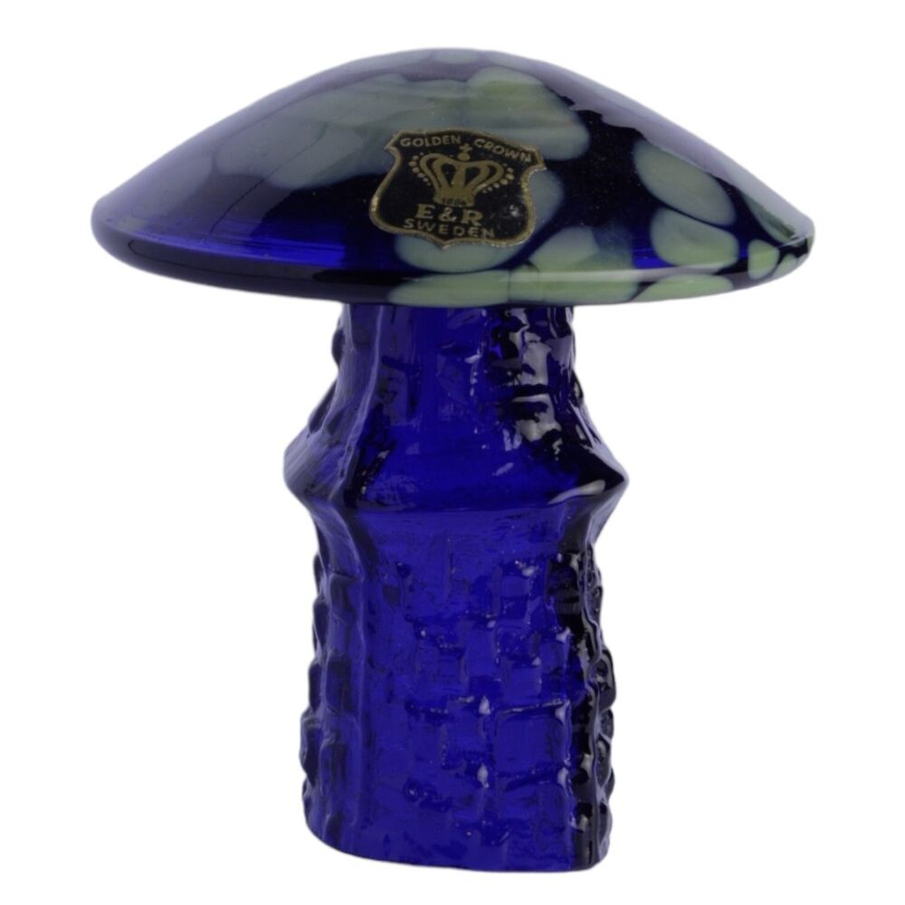 Bo Borgstrom Åseda Ebeling & Reuss Sweden Hand Blown Golden Crown Glass Mushroom